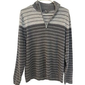 Ralph Lauren RLX 3/4 Zip Sweater Men's‎ Gray Size M Merino Wool Striped